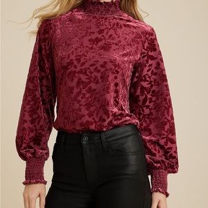 Velvet floral blouse
